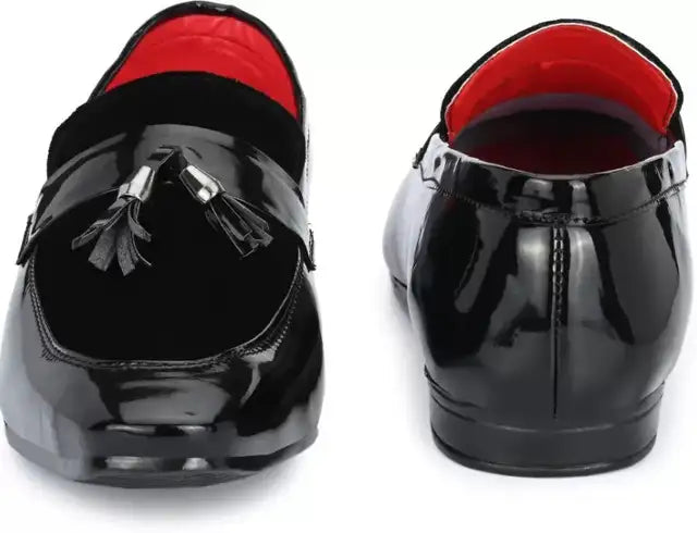 Shozon Corporate Casual Loafers For Men (Black/Red)
