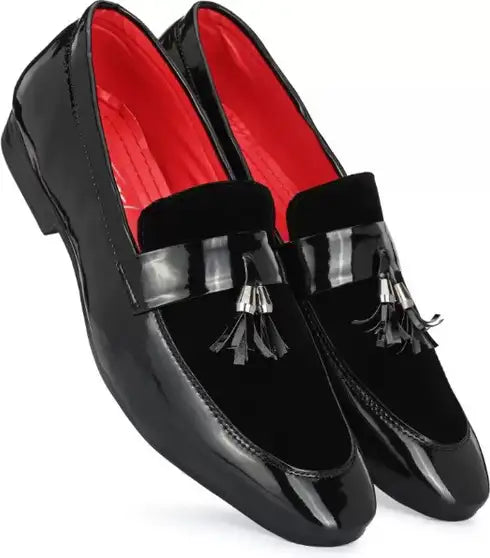 Shozon Corporate Casual Loafers For Men (Black/Red)
