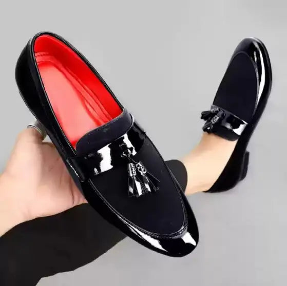 Shozon Corporate Casual Loafers For Men (Black/Red)