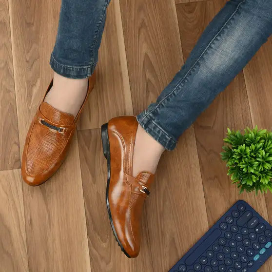 Shozon Corporate Casual Loafers For Men (Tan)