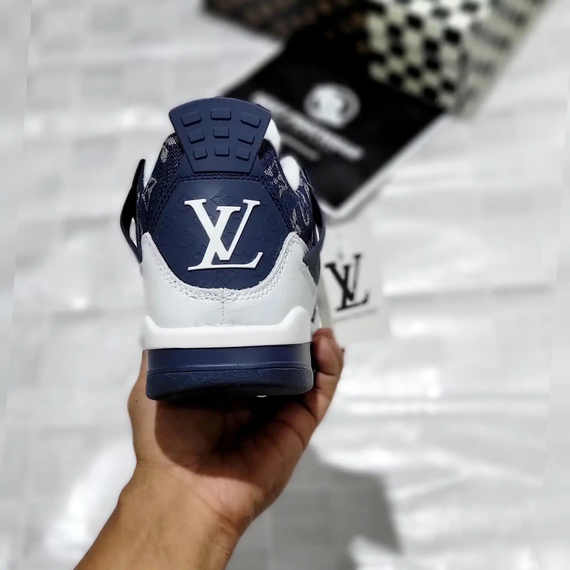 Branded Retro 4 Louis Vuitton Blue Sneakers