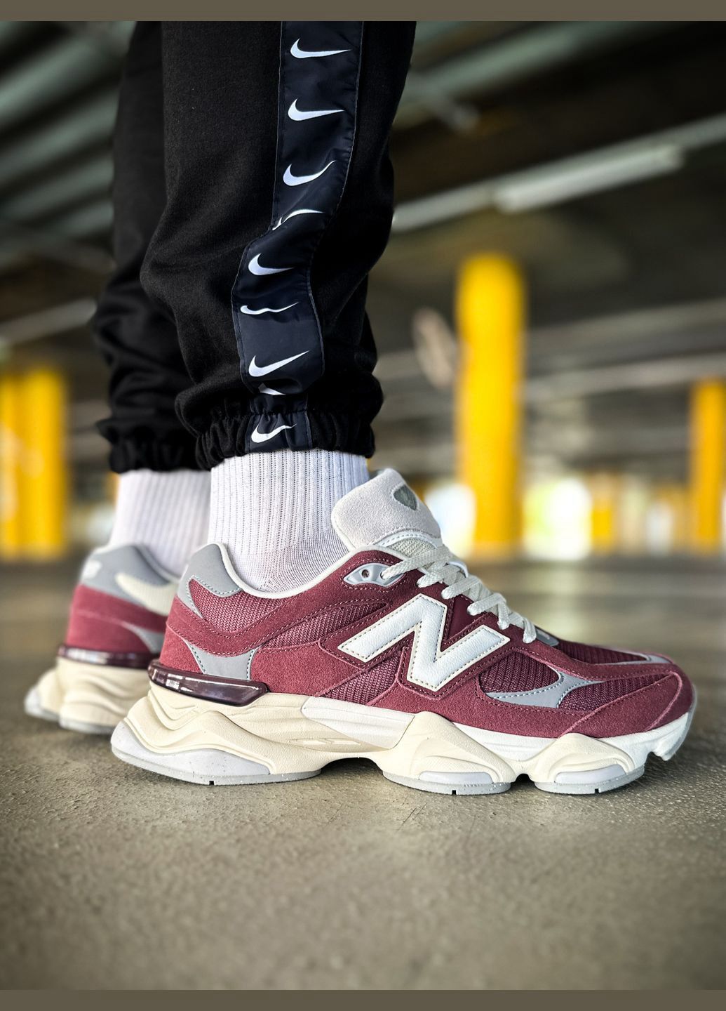 New Balance 9060 Washed Burgundy Sneakers