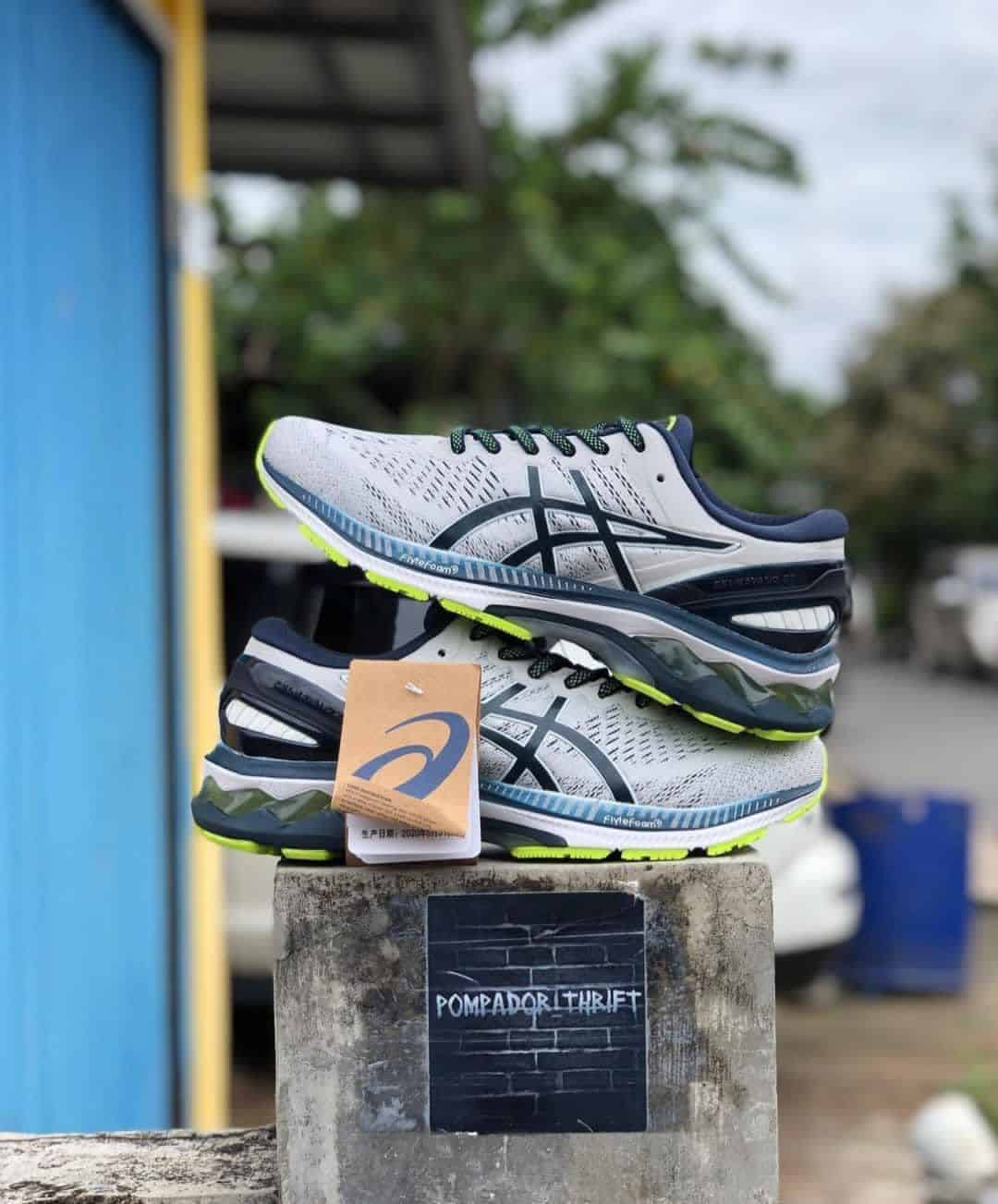 Asics Kayano 27 Grey Navy Running Shoes