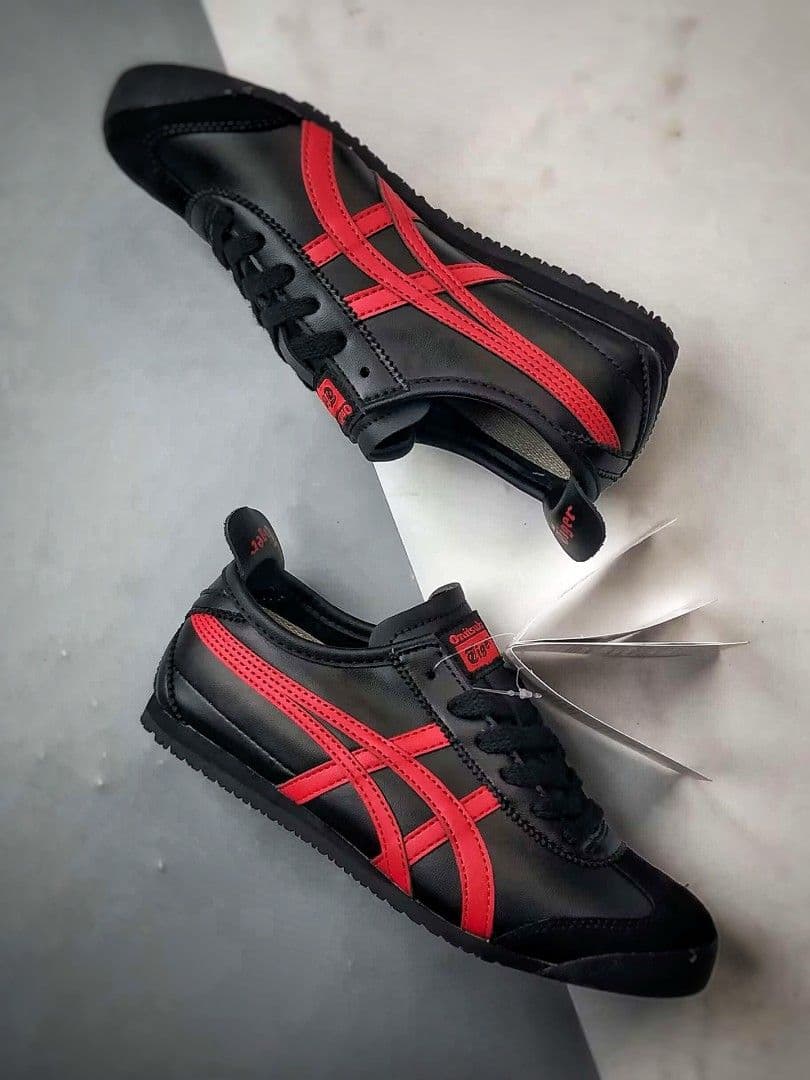 Onitsuka Tiger Mexico 66 Black Classic Red Sneakers