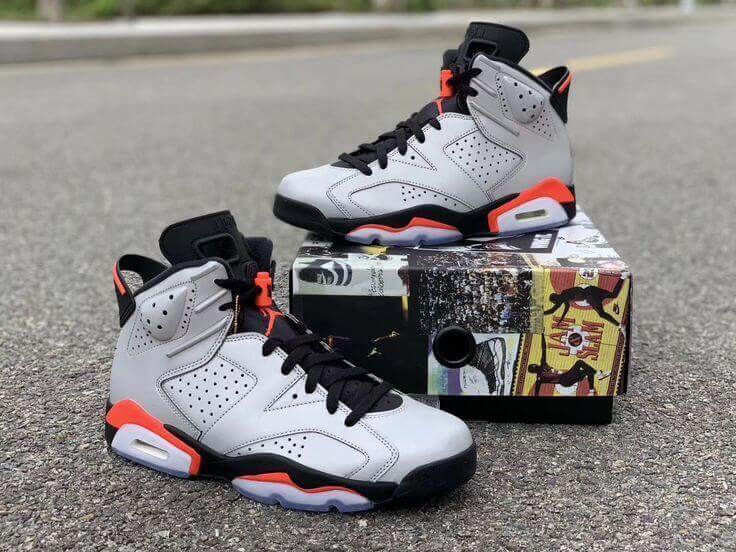 Branded Air Retro 6 Reflective Grey Sneakers