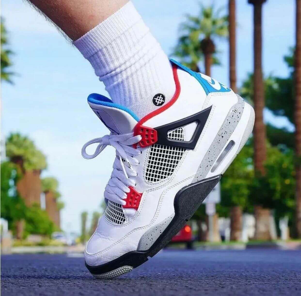 Branded Air Retro 4 White Black Sneakers