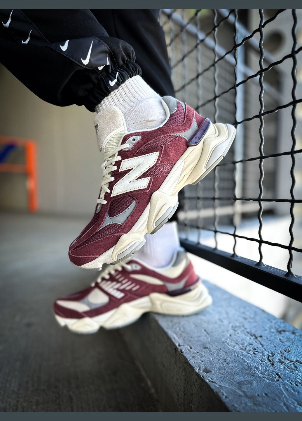 New Balance 9060 Washed Burgundy Sneakers