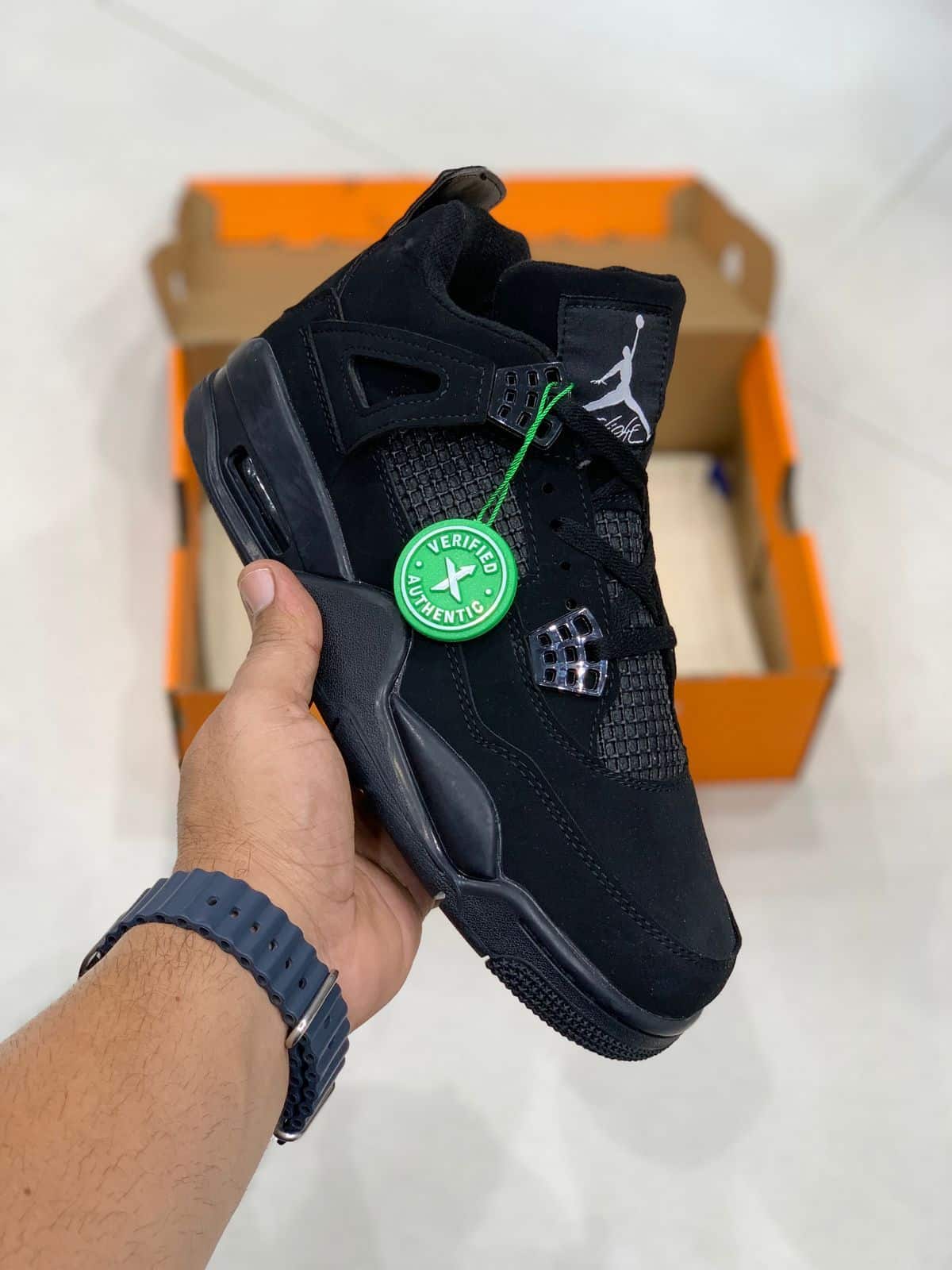 Branded Air Retro 4 Black Cat Girls Sneakers