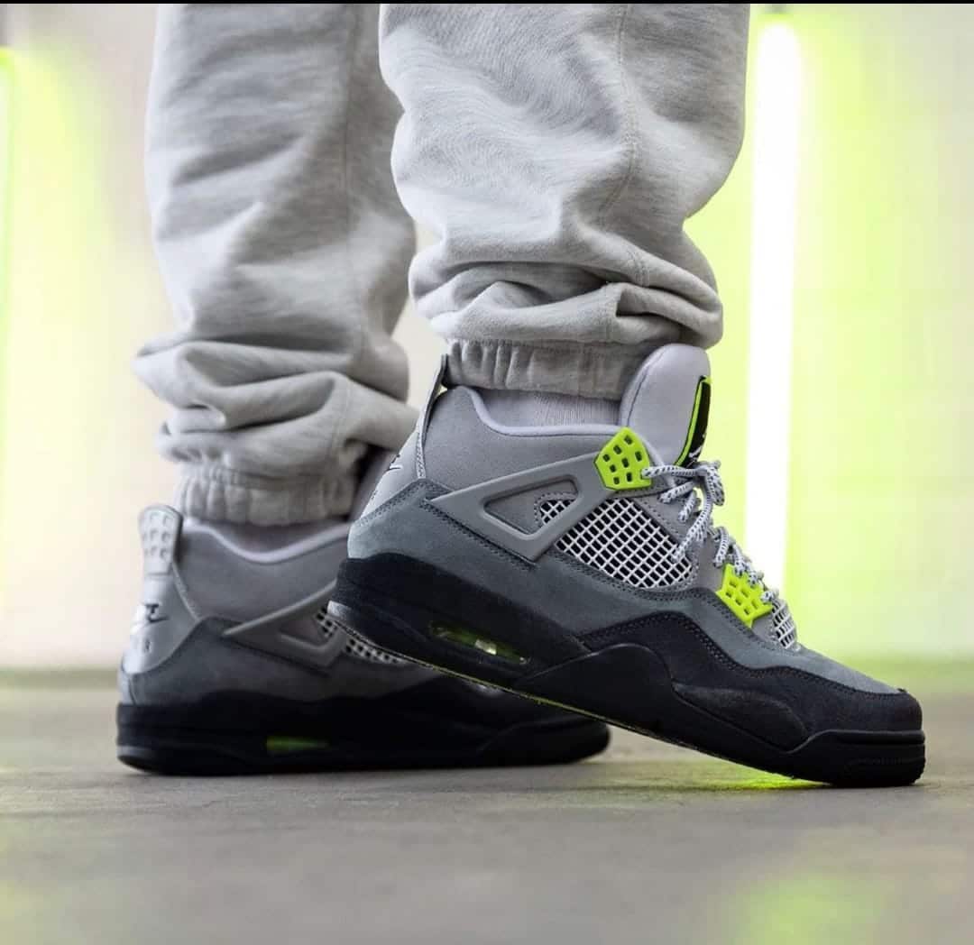 Branded Air Retro 4 Neon Sneakers
