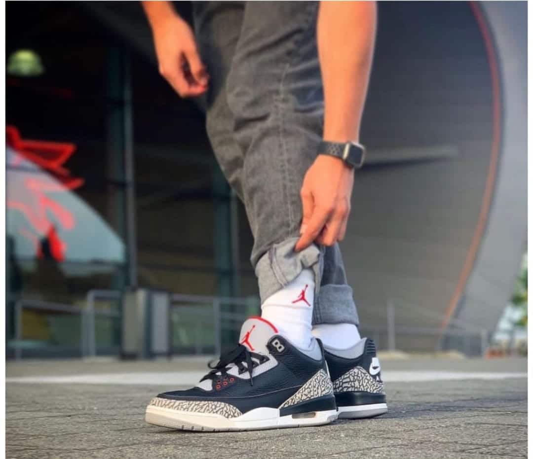 Branded Air Retro 3 Black Grey Sneakers