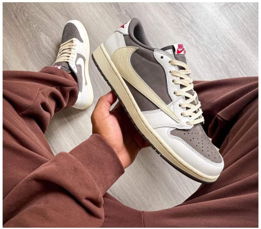 Branded Air 1 White Brown Travis Scott Low Sneakers