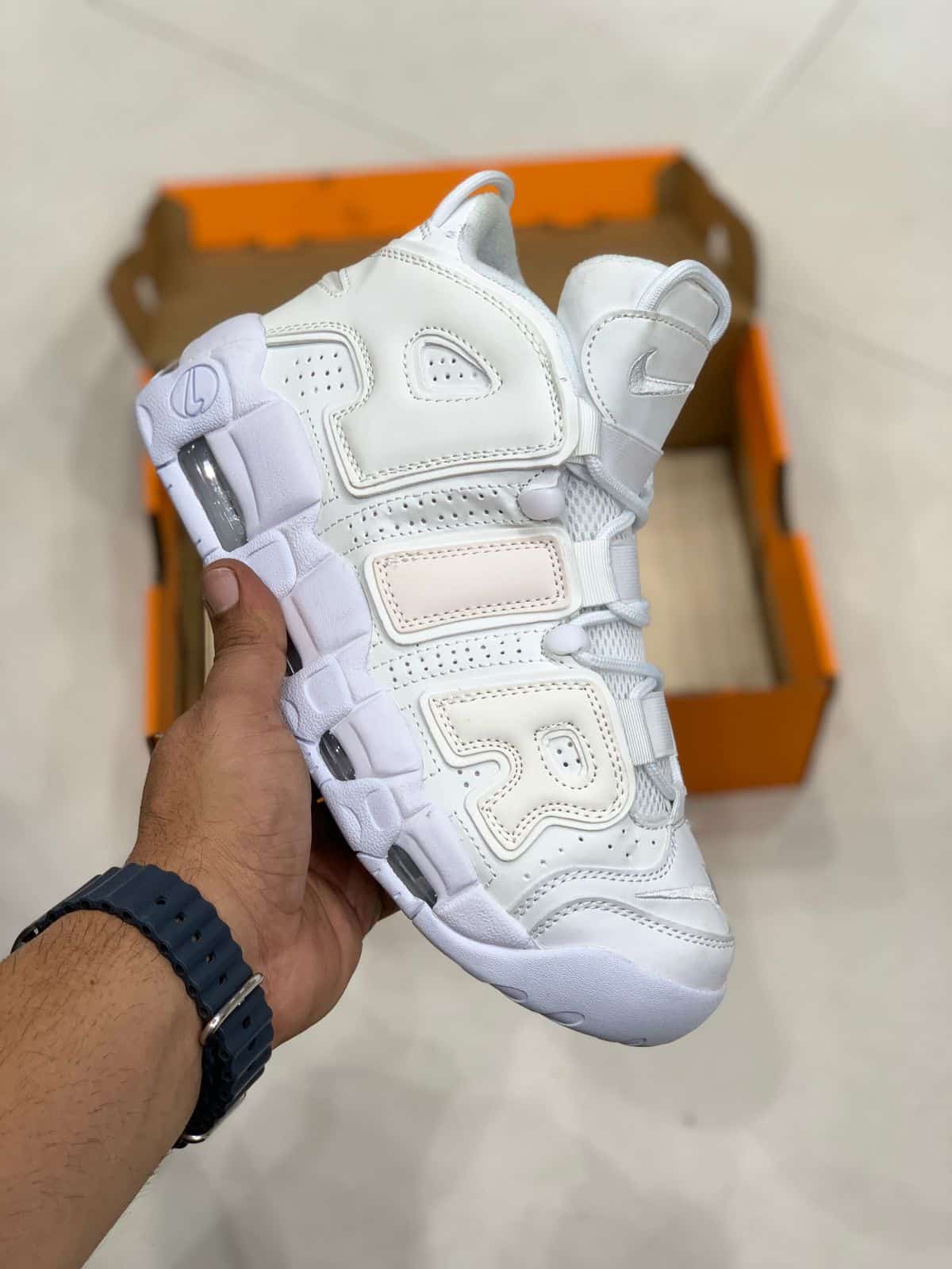 Branded Air More Uptempo White Cream Sneakers