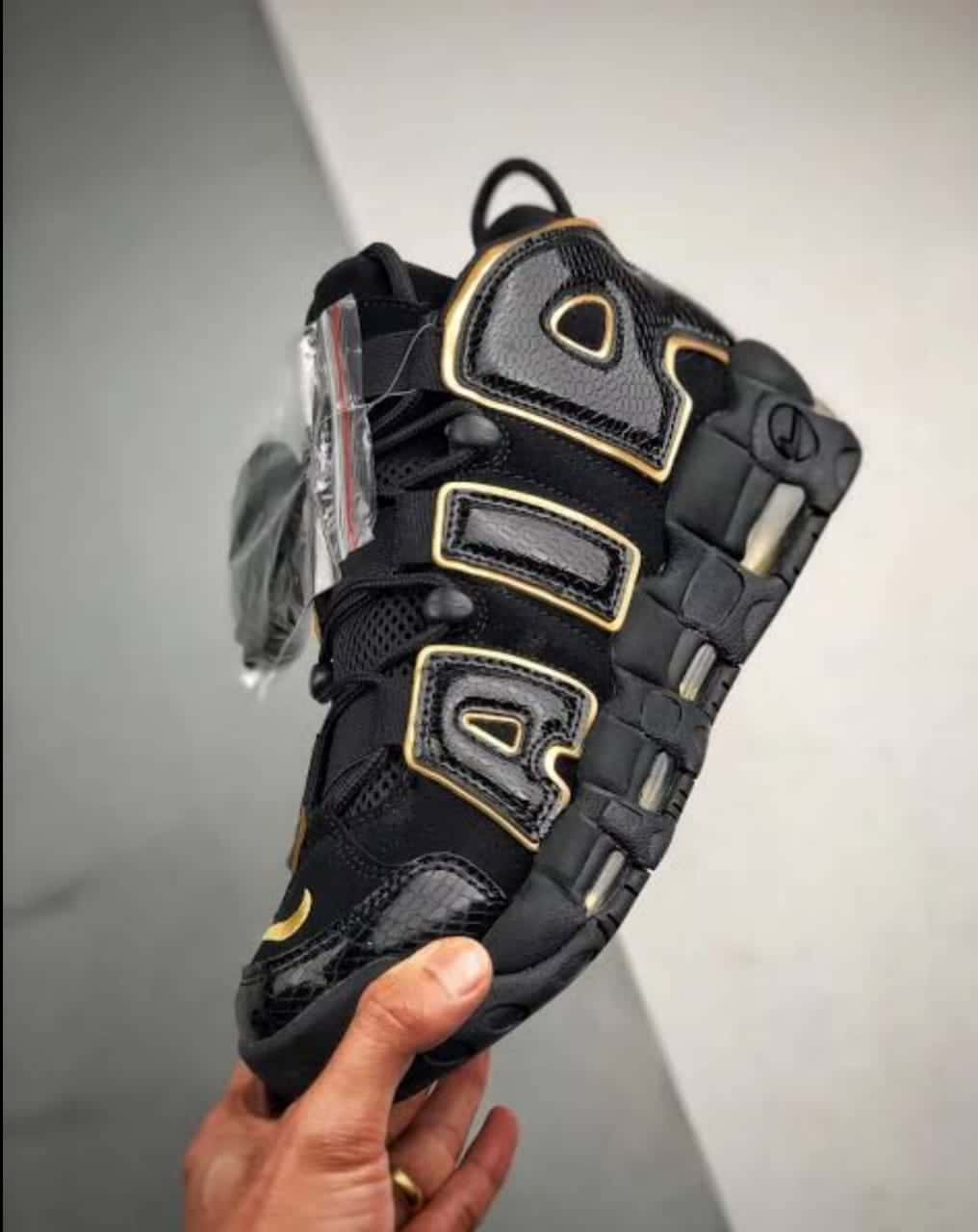 Branded Air More Uptempo Black Yellow Sneakers