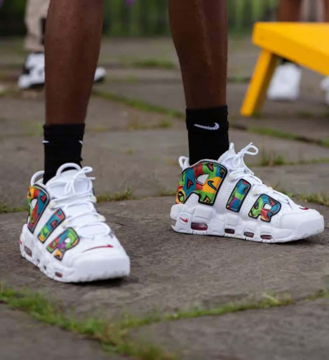 Branded Air More Uptempo White Sneakers