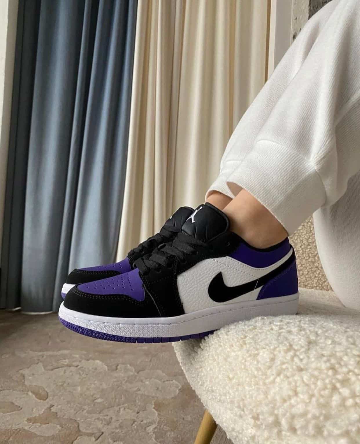 Branded Air 1 Court Purple Low Sneakers