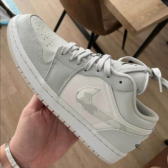Branded Air 1 White Camo Low Sneakers