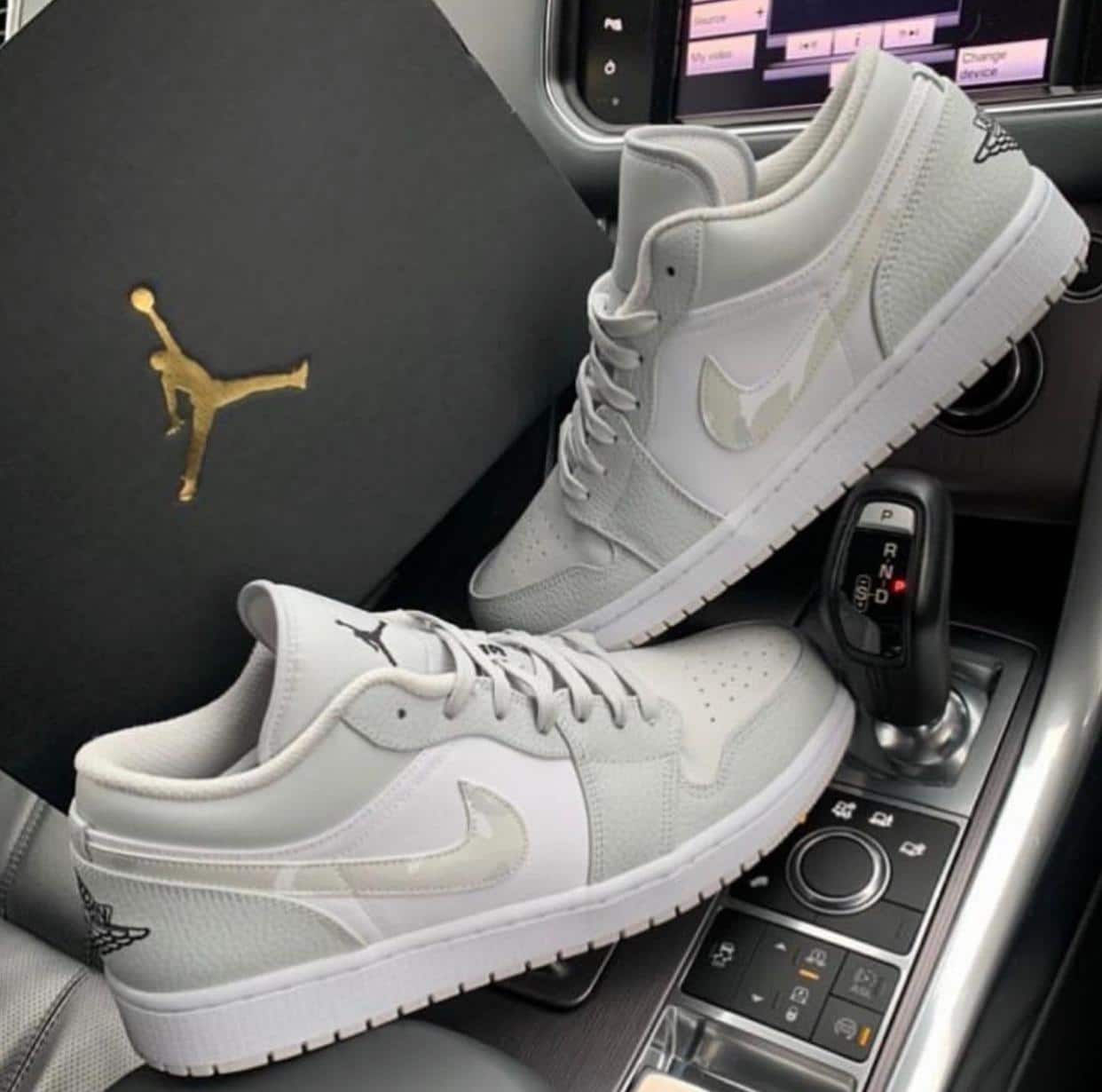 Branded Air 1 White Camo Low Sneakers