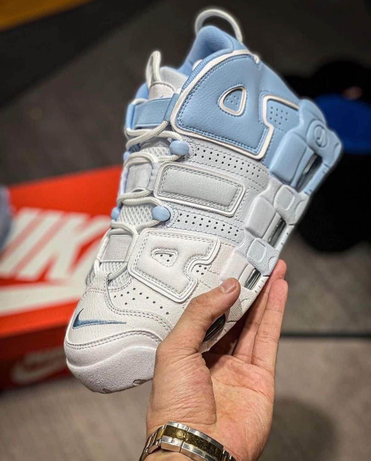 Branded Air More Uptempo Sky White Sneakers