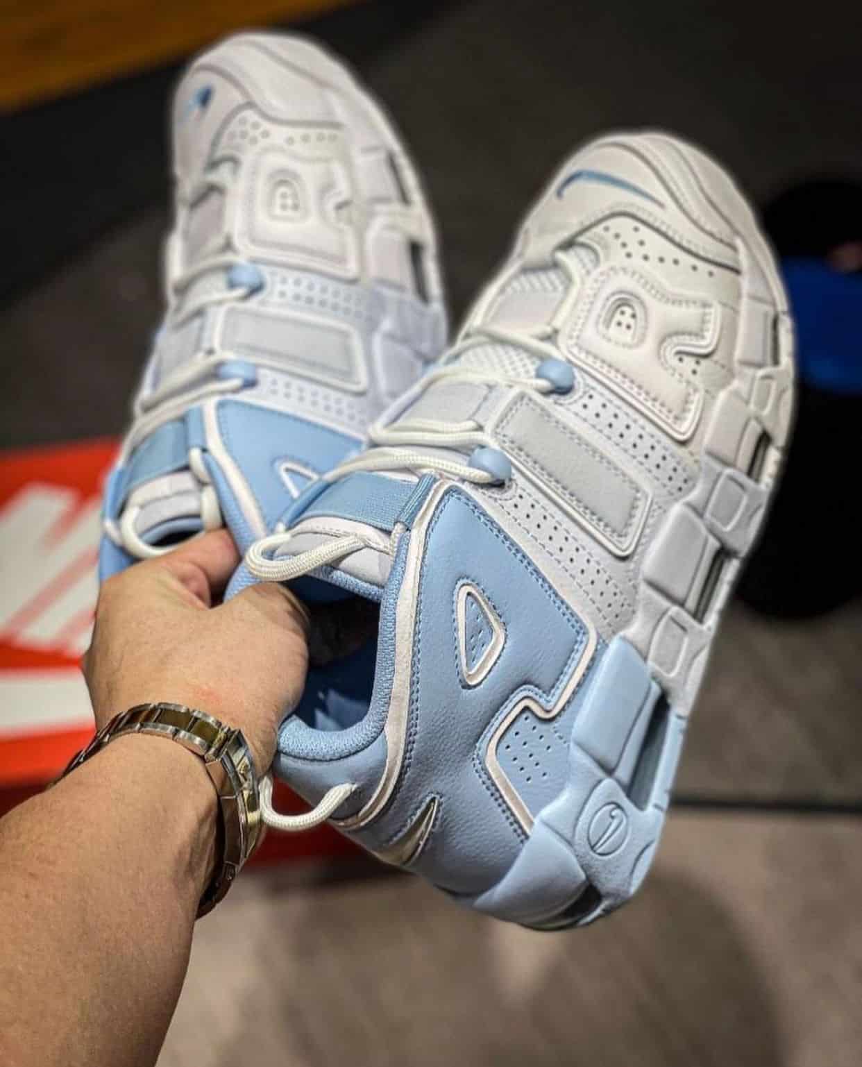 Branded Air More Uptempo Sky White Sneakers