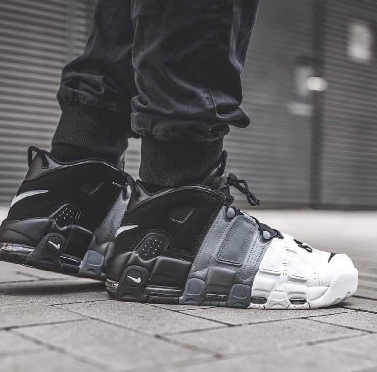 Branded Air More Uptempo Black Grey Sneakers