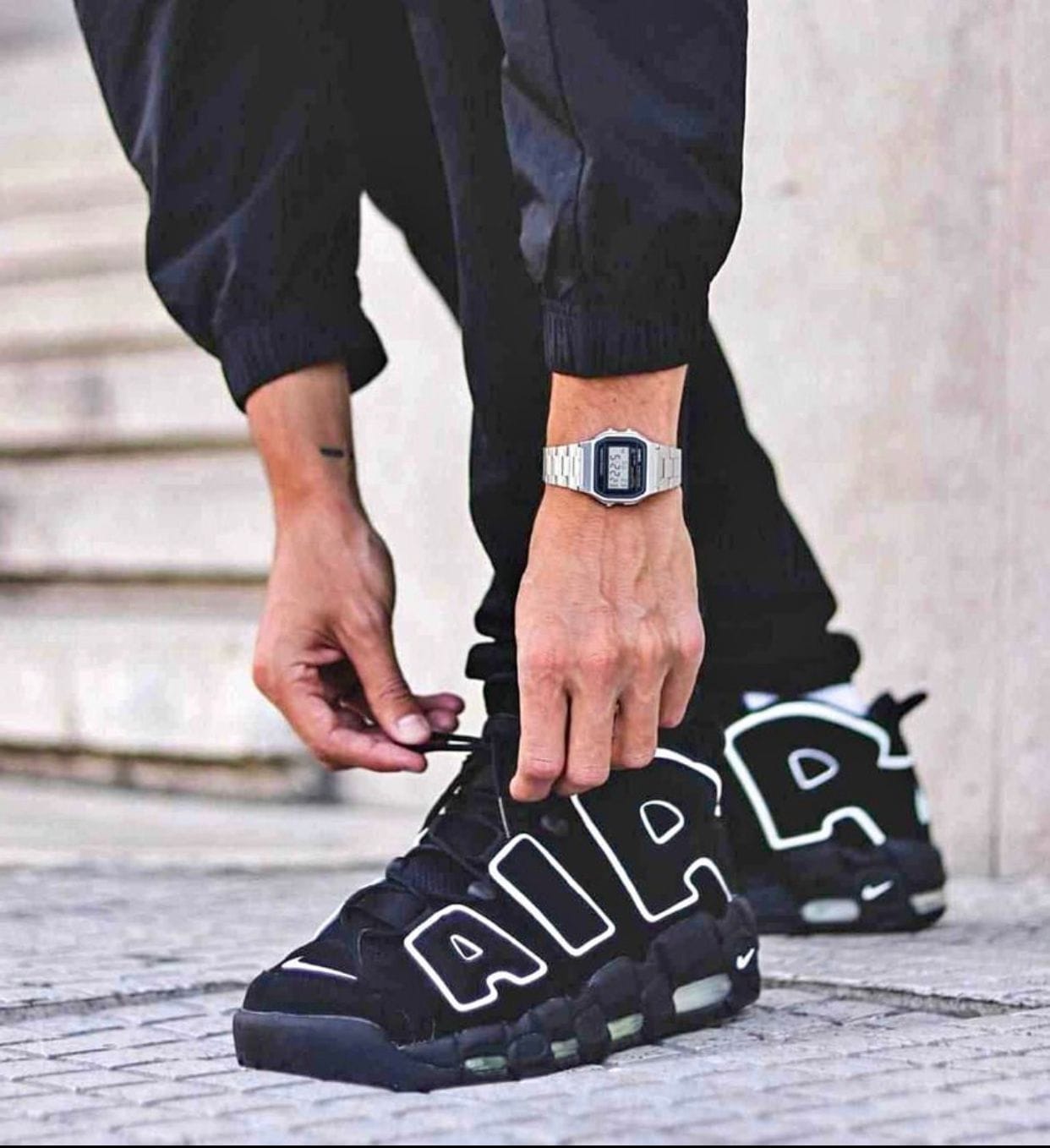 Branded Air More Uptempo Black Sneakers