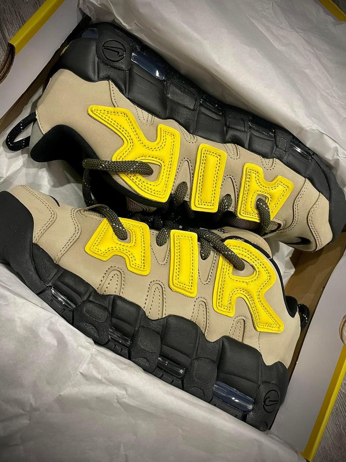 Branded Air More Uptempo Yellow Sneakers