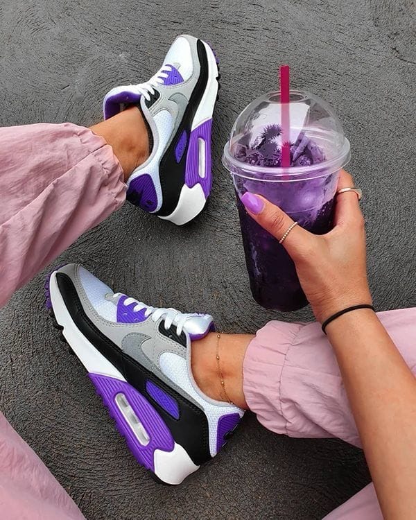 Branded Airmax 90 Purple Running Shoes