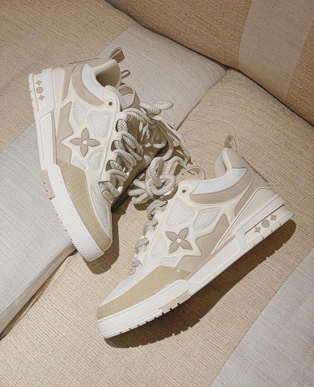 Branded Louis Vuitton Skate Cream Sneakers