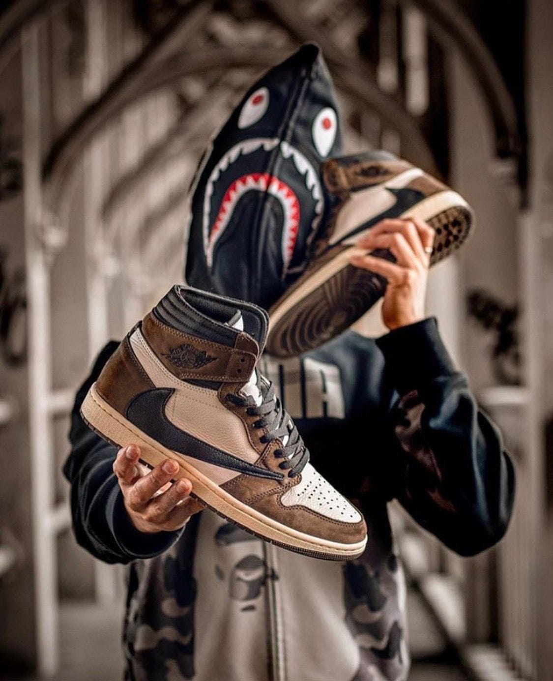 Branded Air Retro 1 Travis Scott Brown Sneakers