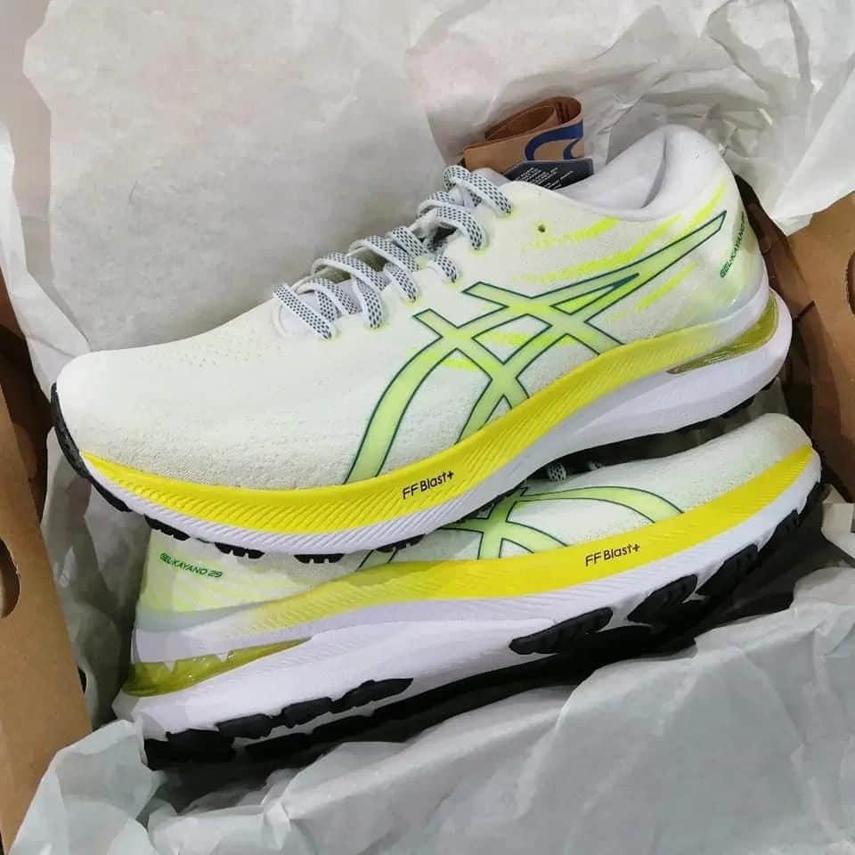 Asics Gel Kayano 29 White Yellow Running Shoes