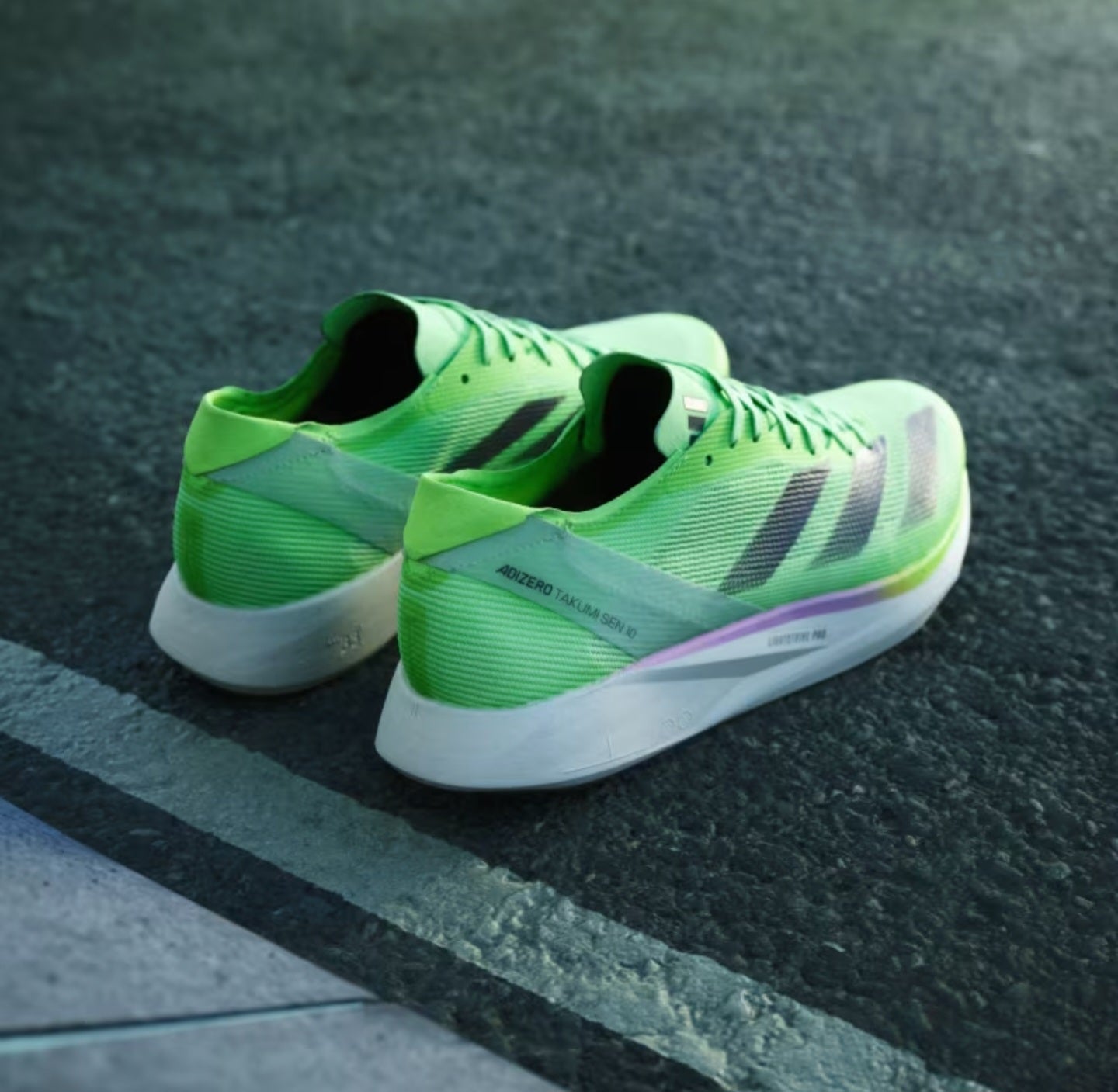 Adidas Adizero Takumi Sen 10 Lime Green Running Shoes